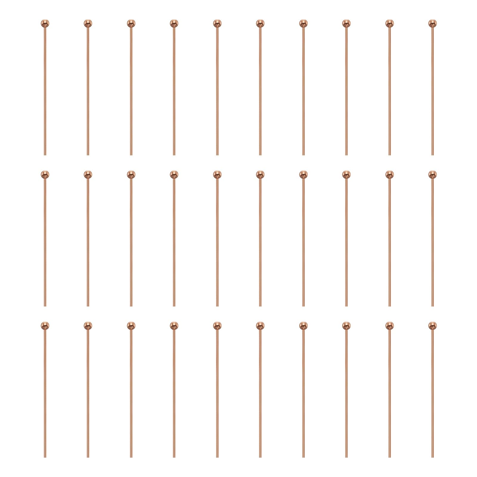 sourcing map 100pcs Ball Head Pins 1.18" 30mm Round Head Pins for Earring Pendant Necklace Bracelet Charm Jewelry Making Findings DIY Craft, Rose Gold