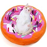 Donut Cat Bed & Small Dog Bed, Plush Orthopedic Foam Mattress Pet Bed for Indoor Cats or Small Dogs,...