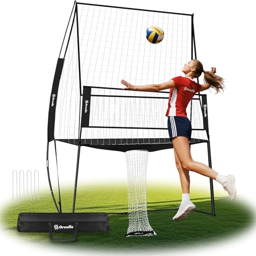 Volleyball Training Equipment, Volleyball Practice Net Station Freely Adjustable Height of Front Net, Volleyball training station Indoor Outdoor Backyard Hitting Serving Passing Practice (Black)