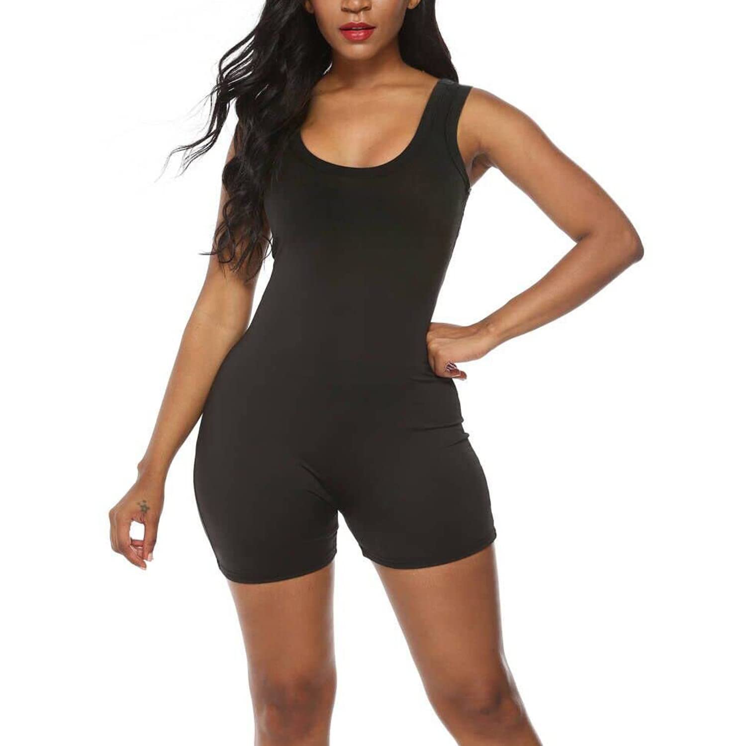 TTPSRY Mono de Mujer Corto en General Yoga Mono Corto Elegante Sin Mangas Correa de Espagueti Casual Jumpsuit Ropa Traje Una Pieza Elásticos