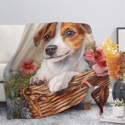 Couverture microfibre lavable motif chiot 3D plaid lit léger 150x200cm - 5