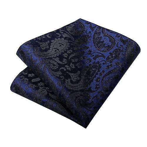 Image of DiBanGu Paisley Ties for Men Silk Necktie and Pocket Square Cufflinks Tie Clip Set Woven Classic Mens Tie for Wedding Party