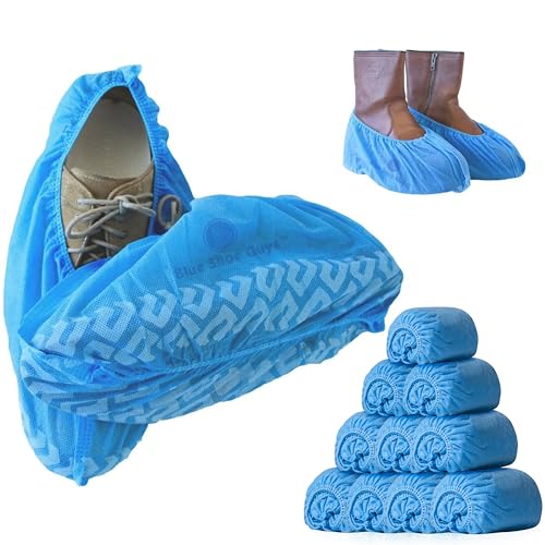 Image of Premium Disposable Boot & Shoe Covers Booties | 50 Pack | Durable, Non-Slip, Non-Toxic, Water Resistant, Recyclable Protectors for Indoor & Outdoor | Large Size Fits Most Shoes