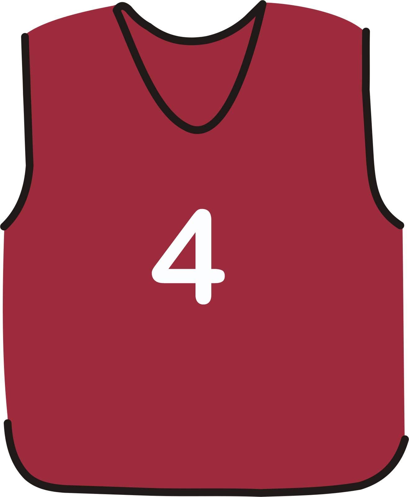 NUMBERED FOOTBALL MESH TRAINING SPORTS BIBS Pack of 7 (1-7 OR number of your choice)-Front only (Maroon, Kids (U5's))