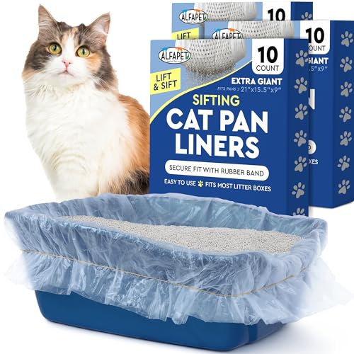 Alfapet Original Sifting Cat Litter Box Liners - Extra Giant 30 Count - Tear-Resistant Cat Litter Bags - Waterproof Kitty Litter Liners - Fits Almost All Litterbox Pan Sizes, 40" x 38", 30 lb Capacity