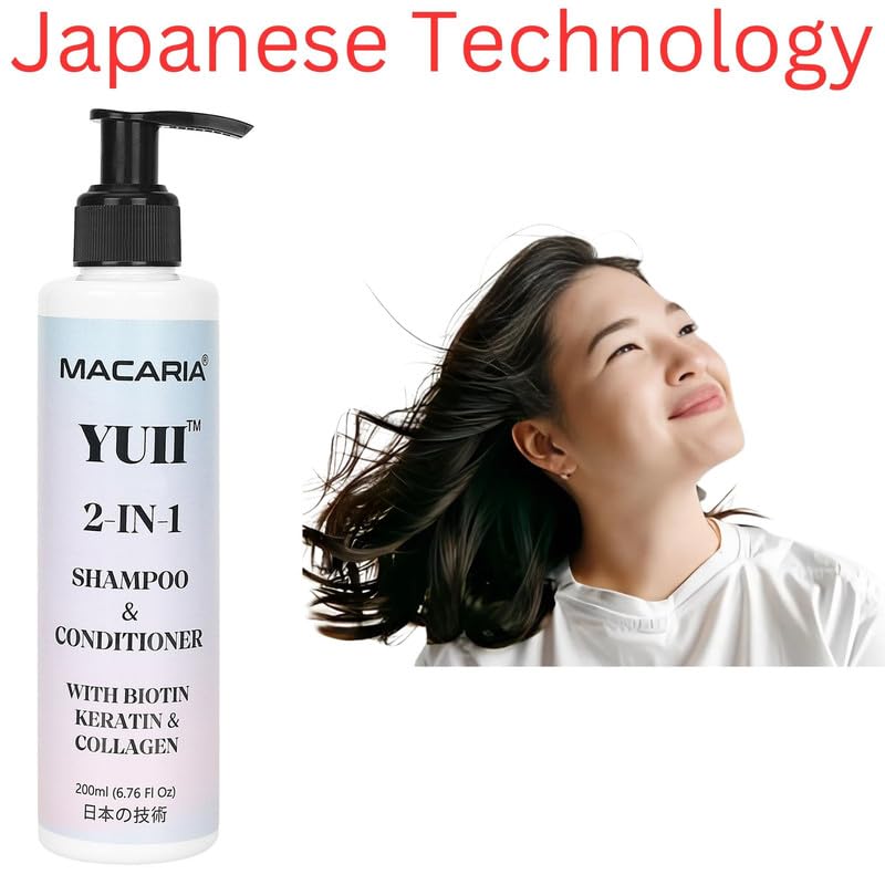 MACARIA Yuii Biotin Keratin Collagen Hair Shampoo Conditioner 2 in 1 Anti-Hair Fall, Anti-Dandruff Thickening and Growth Support Best Hair Care for Women And Men Sulfate Free by Japanese Technology