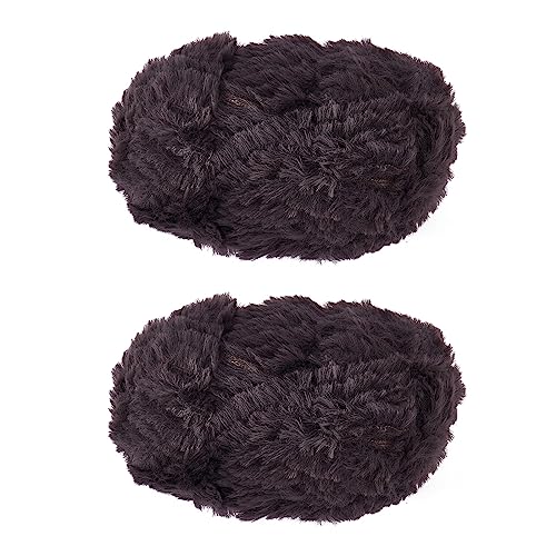 BEEFLYING 2 Rollos Lana de Imitación de Visón Poliéster Nylon Súper Hilo de Piel Suave Grueso y Esponjoso Sintética para Punto de Ganchillo