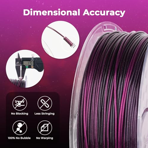 Image of AMOLEN PLA 3D Printing Filament, PLA1.75mm Silk Shiny Black Purple Red Fuchsia 3D Printer Gradient Pla Filament 1KG /2.2lb Compatible with 3D Printer and 3D Pen