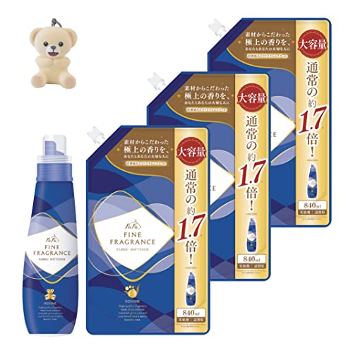 ファーファ 柔軟剤 ファイン フレグランス オム クリスタル ムスク の香り 本体 (600ml) +詰替 (840ml) 3個 セット マスコット付き