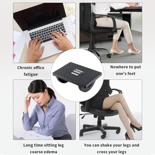 Image of Foot Rest for Under Desk at Work - Ergonomic Foot Stools for Under Office Desk - Rocking Footrest with Roller Massager - Leg Rest for Chair, Computer Gaming - Promote Leg Circulation.