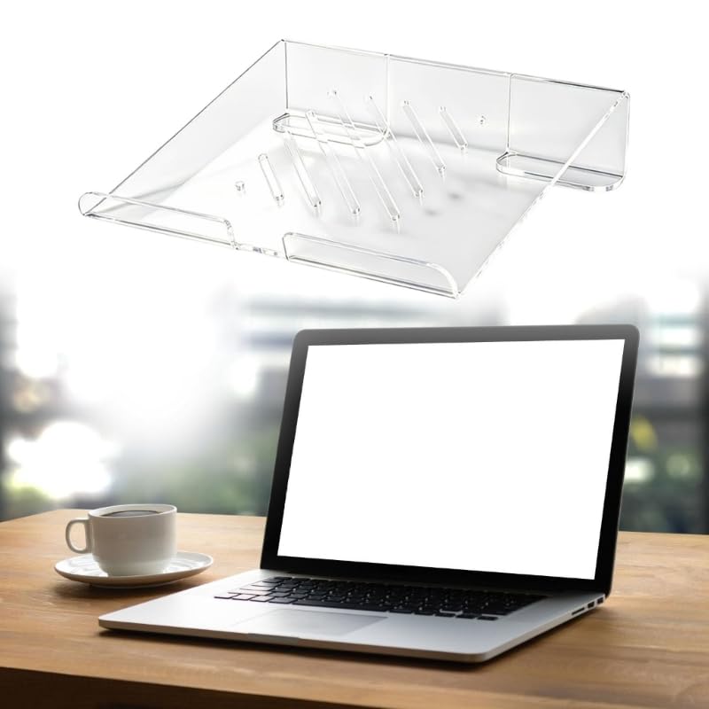 Soporte ventilado para laptop en acrílico transparente para el trabajo diario de escritorio