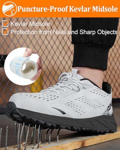 Image of VikoViren Slip On Steel Toe Shoes Men Loafers Safety Work Sneakers | Non Slip, Puncture Proof, Lightweight, Comfortable, Breathable, Indestructible Loafers Construction Shoes, Tennis, Casual
