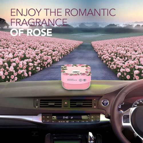 Image of Pink Rose Air Freshener | Long-Lasting Fragrance for Car, Washroom, Room, Home & Office | Odor Eliminator Gel for Fresh, Pleasant, Invigorating Aroma (90 gm.)