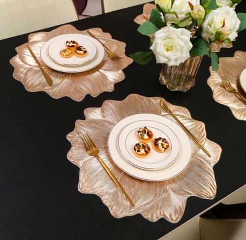 Image of HomeCloud PVC Material Round Shape Table Mat, Dining Table Mat,Table Placemats, Round Mats,Best for Bed-Side Table /Center Table, Dining Table /Shelves (Rose Rosegold, Set of 6)