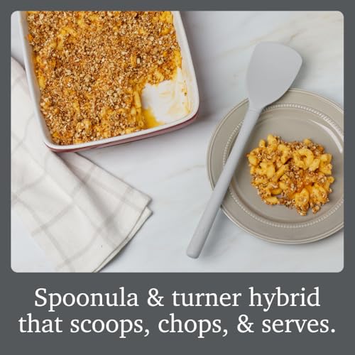 Image of Tovolo Flex Core Scoopula Silicone Multifunction Spoon Spatula Combo Oyster Gray, BPA Free Spatula Spoon Silicone Heat Resistant Scoopula, Scoop and Serve Spatula Combo Kitchen Utensils