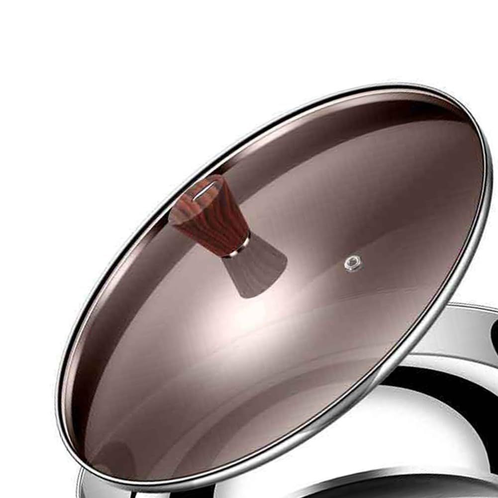 Wok in acciaio al carbonio pre-stagionato per cottura professionale, per friggere su piani cottura a induzione a gas ed elettrici (24 cm (coperchio))