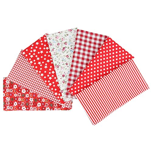 7 paquets de tissu patchwork, 50 x 50 cm,tissu à coudre,furoshiki patchin, tissu en coton vendu au mètre, paquet de tissu,pour coudre, bricolage fait à la main,tissu en coton différents motifs(rouge)