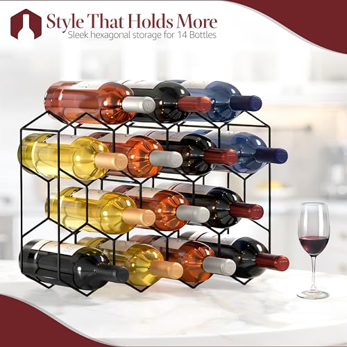 Sorbus Countertop Wine Racks, Stackable Bottle Storage (14 Bottle, Black) - image 3