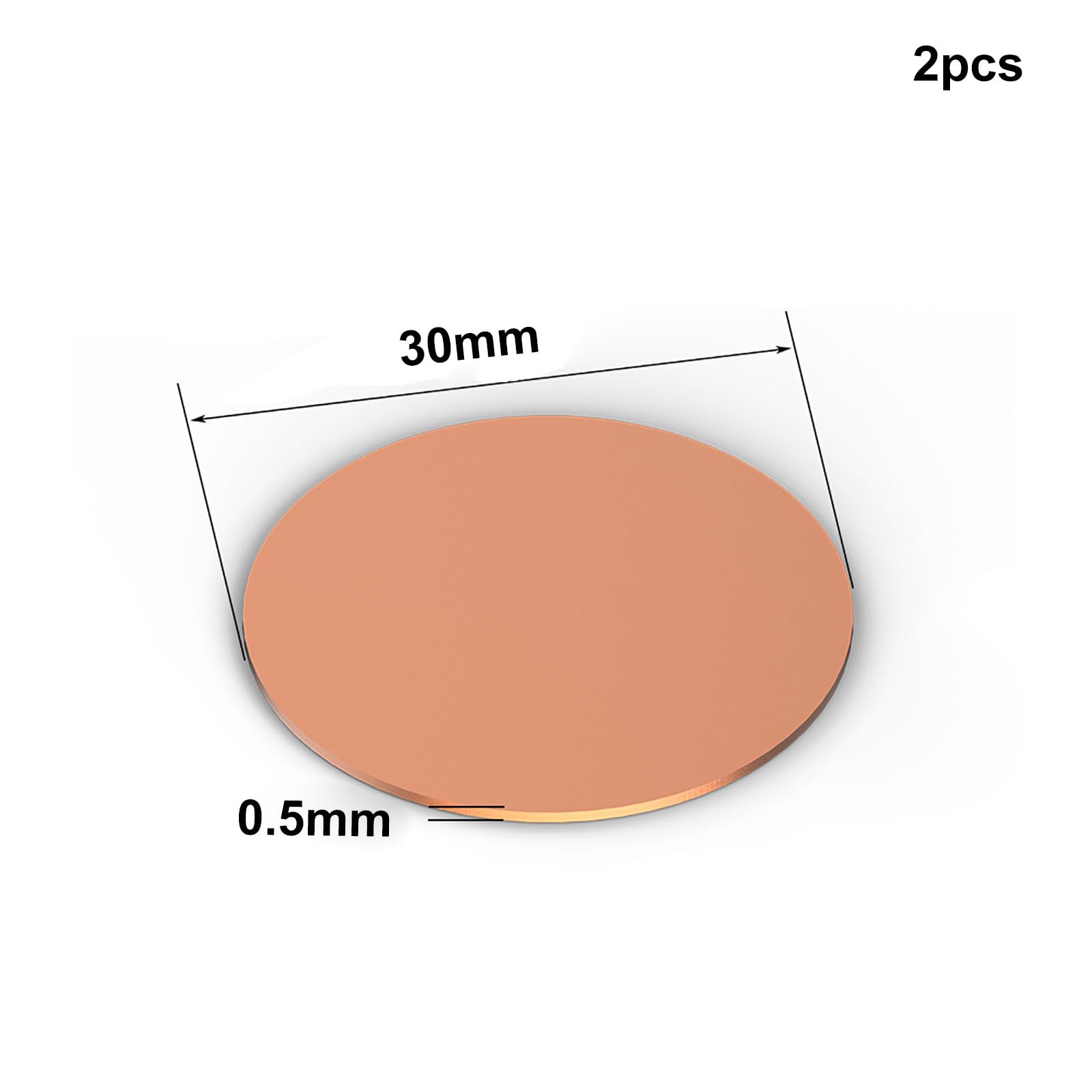 COYOUCO Pure Round Copper Sheet,Pure Copper Sheet,0.5Mm Thickness,20-100Mm Diameter,Film Attached Round Copper Plates,2Pcs,50mm