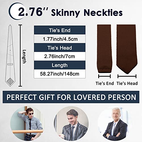 Image of Mantieqingway Pointed Knit Ties for Men Pure Color 2.76'' Skinny Neck Tie Formal Business Knitted Tie for Daily Wedding Party