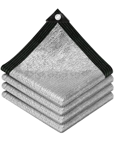 95% Reflective Aluminet Shade Cloth with Grommets Breathable Aluminum Shade Mesh for Light Cooling & Sun Protection Outdoor Shade Cover for Patio Pergola Garden RV & Car Shade(4x6FT)