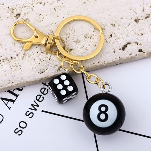 Image of 8 Ball Dice Charm Keychain - Cute Bag Purse Handbag Accessories - Y2K Aesthetic Key Chain for Women Men