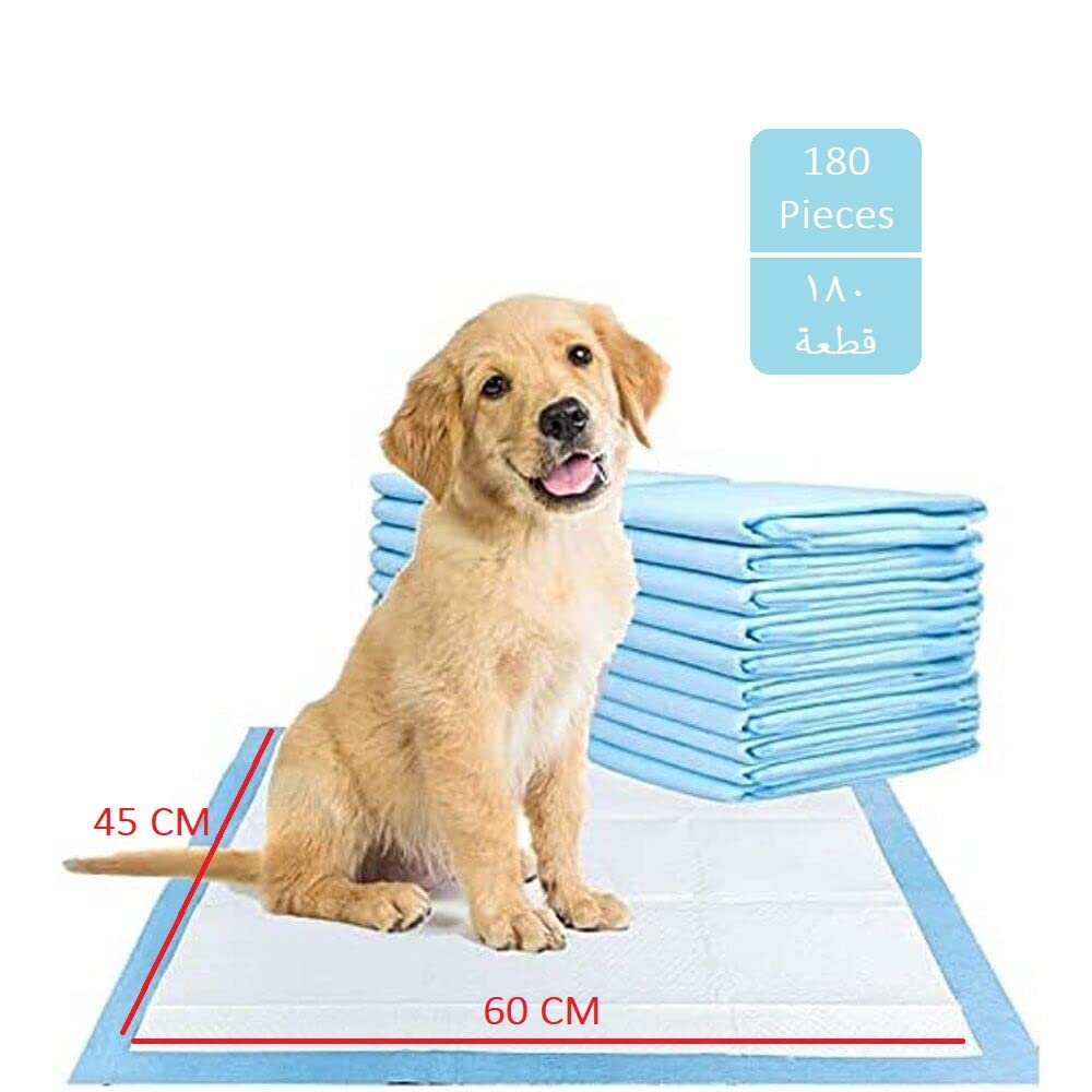 Cherry Medical Supply 180-Pieces Packed in 6 Pouches 60 cm x 45 cm Pet Training Pads & Puppy Pads Super Absorbent Pee Pads for Dogs, Leak-Proof Potty Training Pads for Puppies Cats Rabbits Pet Pads