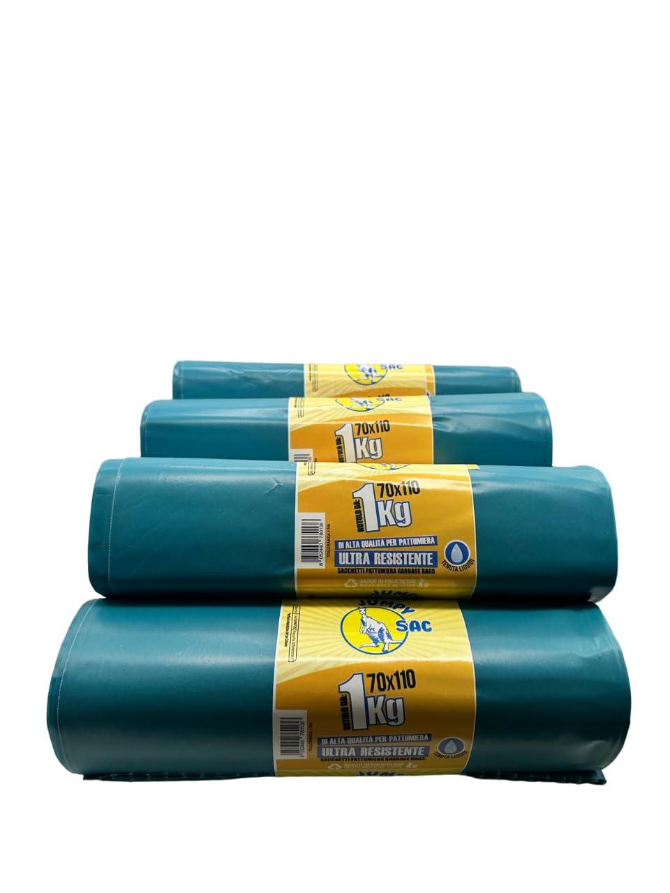 Sacchi pattumiera 18 rotoli 70x110 circa 18kg Blu, ogni rotolo contiene 10pz, 65my