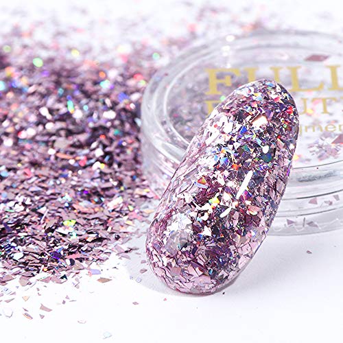 WLKK 8PCS Nail Glitter, Aluminium Roségold Pailletten Flake Nail Art Shimmer Powder für UV Gel Gel Nagel Paillette Mix… – Bild 4