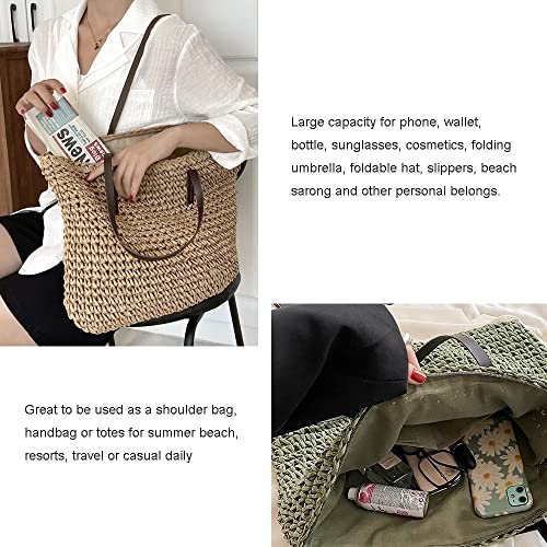 Bolso grande de hombro de paja para mujer verano miniatura 6