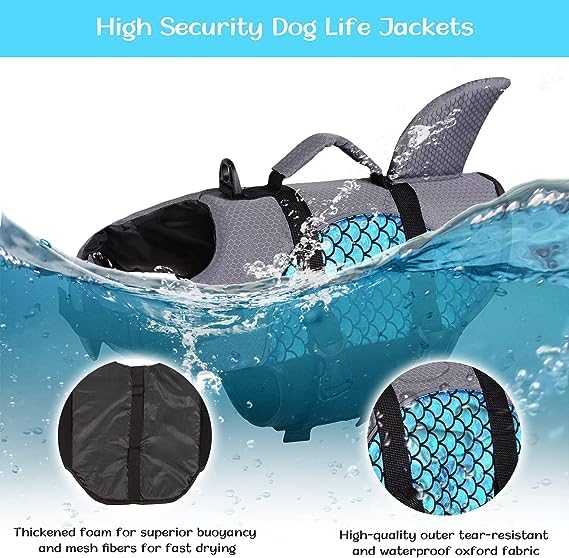 MUGATH Dog Life Vest Jacket for Swimming Training Adjustable Safety Lifesaver for Flotation Dog Life Jacket with Rescue Handle Summer Swimwear, Training, Boating for Dogs 2