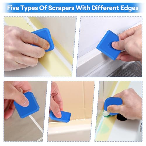 9 Stück Werkzeug Schaber Kit Fugenglätter Set，Metallkugel Abzieher & Silikon Fugenglätter，Dichtmittelelentferner，Caulking Werkzeug Kit，Silikon Fugen Abzieher für Porzellanbohrspalten