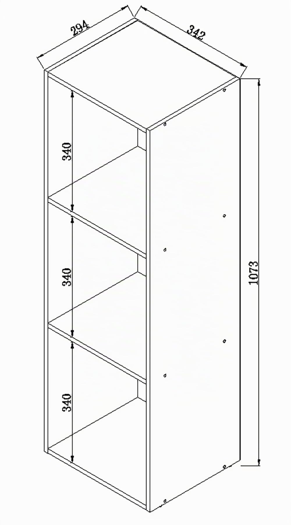 VCM Büroregal 34x30x107 cm 3 Fächer Standregal Bücherregal Aktenregal
