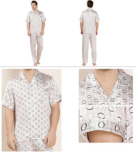 LoveSilk Men's 100% Silk Pajamas Shortsleeve Sleepwear Gift2