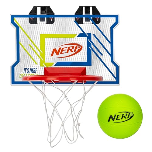 NERFOOP Elite Basketball Hoop Set - Over the Door Mini Hoop Set with NERF Foam Basketball - Perfect Bedroom + Office Accessory - Includes Foam Ball