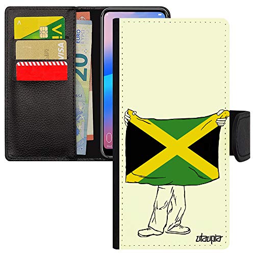 Coque Jamaique pour Samsung A21s en simili cuir noir avec clapet magnetique