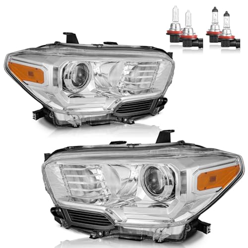 KarSpareHub Headlights Assembly for 2016-2023 Toyota Tacoma (Does NOT fit models with factory LED DRL; factory halogen models ONLY) Headlamp Replacement Driver & Passenger Side