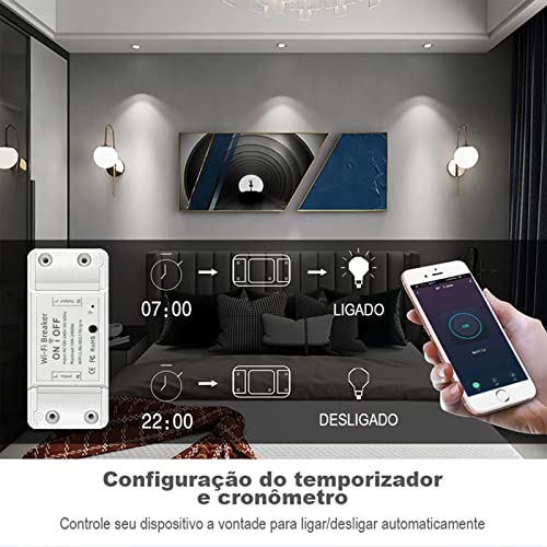 Interruptor Inteligente WiFi, Interruptor Smart Sem Fio Doméstico Multifuncional, Controle Remoto de