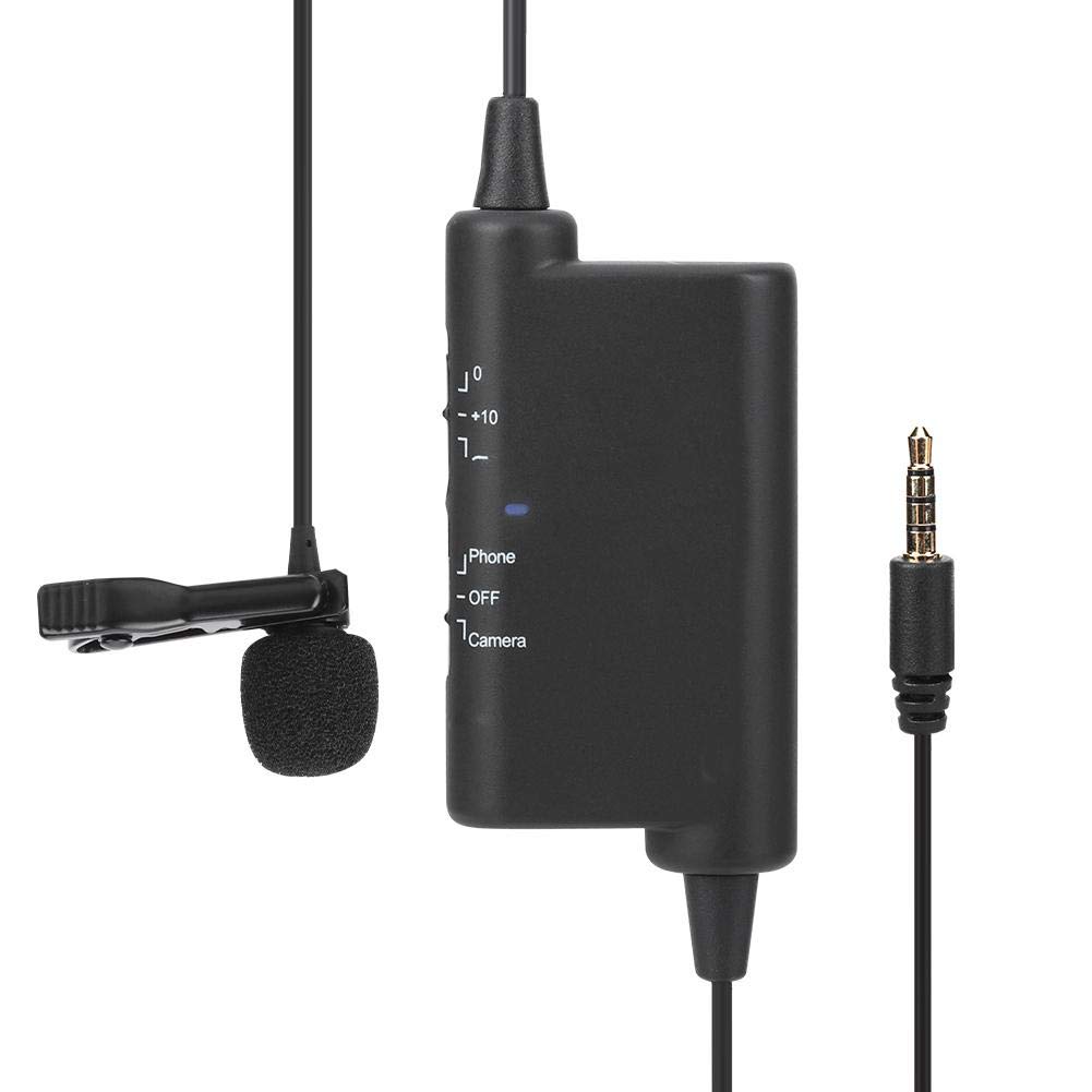 LYM-DM2 Cable Micrófono de Solapa de Solapa Micrófono Externo con Cable de 3.5mm Entrevista Clip de Collar Externo Mic Micrófono de Solapa con Clip de Manos Libres para Grabación de Teléfono