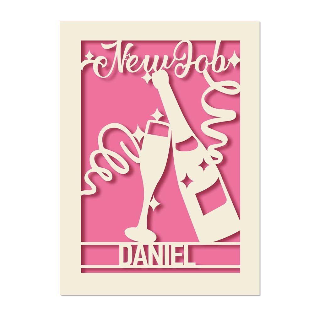 Personalised New Job Card for Him Custom Gift Cards for Girls Boys Women Granddaughter Mum Dad Congratulation Gift for Daughter Son at Commemorable Moment (Fuchsia)