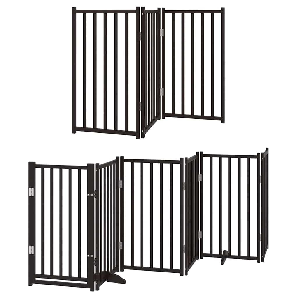 15-TLG. Puerta plegable para perros de madera de álamo negro, 750 cm, con puerta, independiente y a prueba de fugas, para cachorros, perros, jardín, terraza, patio, protección y seguridad en