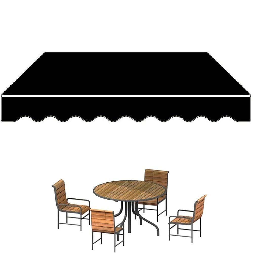 ZYXQQJ 8' X 7' Retractable Patio Awning Replacement Fabric Sun Shade Awning Cover Manual Retractable Awning Cloth for Window Door(Black,10x8ft/