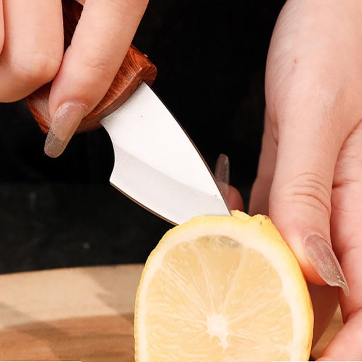 Image of Generic Leaf Shape Handmade Mini Stainless Steel Pocket Knife with Sheath - Portable Outdoor Short Fish Cutter, Keychain Polypropylene Pocket Knife for Camping Kitchen & Gifting - (6.10 Inch)