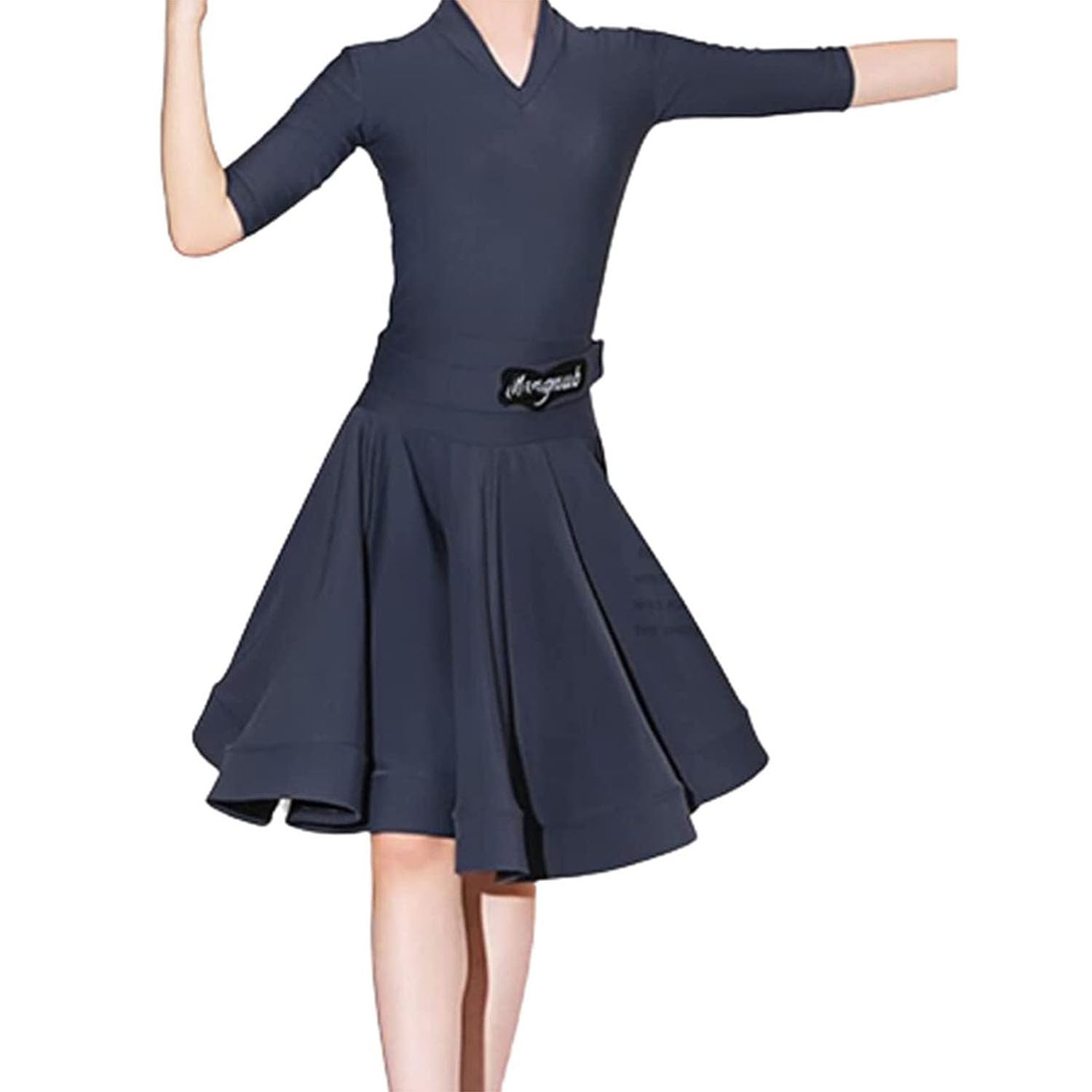 IQOAIJ Latin Dance Dress Ballet Dress Long Sleeve Latin Dresses for Dance Dress Leotard Skirt,3,4XL