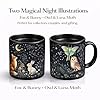 Set of 2 Ceramic Mugs with Night Animal Illustrations, Fox and Bunny Owl and Luna Moth Design, 400 ml Coffee Tea Cups, Gift for Couples Collectors and Nature Lovers (A) #2