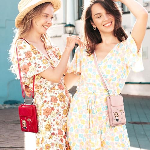 CALLIE Phone Purses with Crossbody Strap Personalized, Custom Cartoon Character Birth Flower on Leather Phone Crossbody Bag - Unique Design with Name - Gifts for Her2