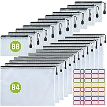 B4/B8 SizePlastic Mesh Zip File Bags, Waterproof Tear-Resistant Document File Folders,Zipper Documents Pouch Document Organizer Bags for School Office Home Travel Storage