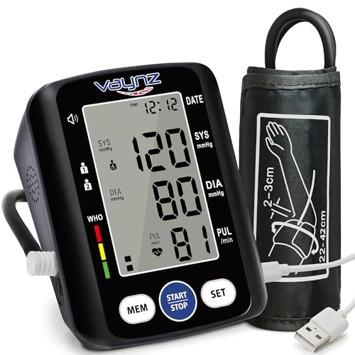 VAYNZ Blood Pressure Monitor, Model CE, Large Cuff, Black