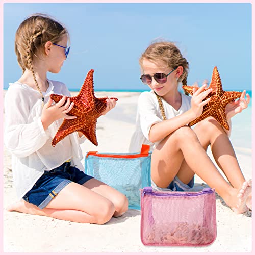 Image of 12 Pack Beach Toy Mesh Beach Bag Shell Collecting Bag Mesh Beach Tote Mesh Beach Toy Bag Sand Toy Bags with Zipper for Holding Shells Beach Sand Toys Swimming Accessories for Boys and Girls, 6 Colors