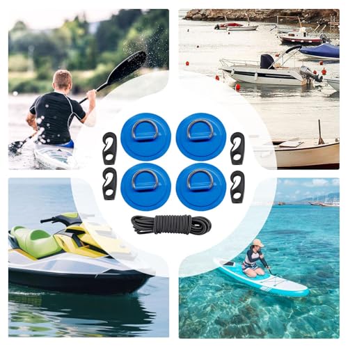 Cordon de gréement de kayak avec anneau en D et patch de 2,6 m - 4